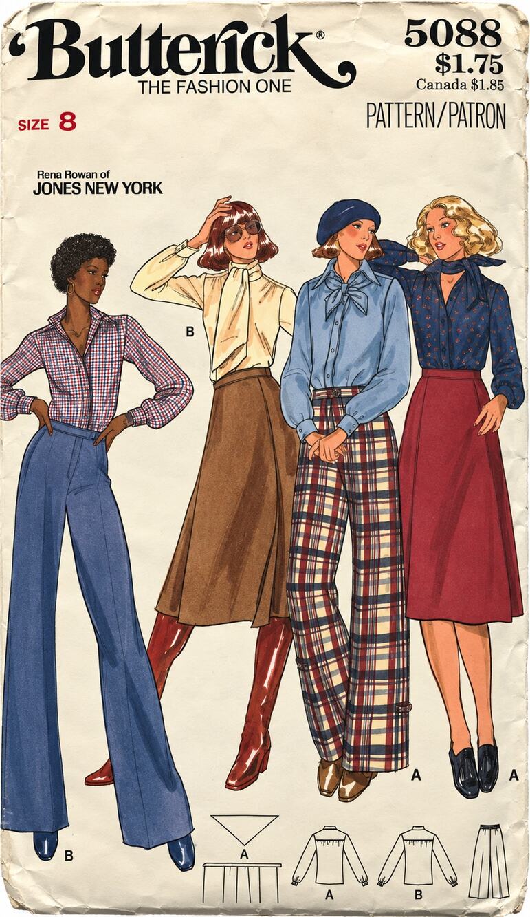 Butterick 5088 Sz 8 Rena Rowen of Jones New York Blouse Skirt Pants W/ Yoke UC